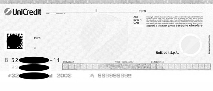 Fac simile Assegno Circolare