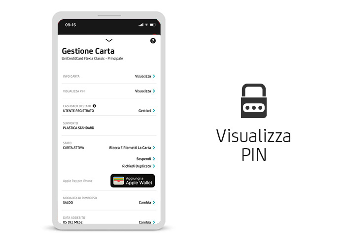  una dimostrazione all'interno dell'app per smartphone su dove trovare la scheda PIN
